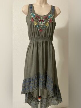 3J Workshop Johnny Was Embroidered Hi Low Midi Dress  Small NWT